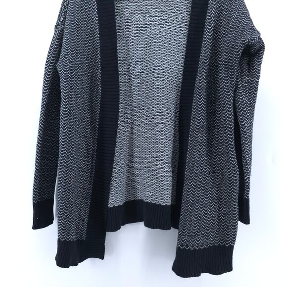 Merona Women Black/White Geometric Striped Open Front Black Hemline/CuffLine S - Picture 3 of 9